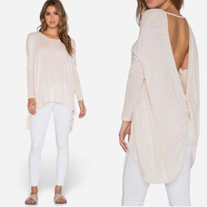 Free People cream pink Knit Twist Back Top – Boho Cozy Girl XS
